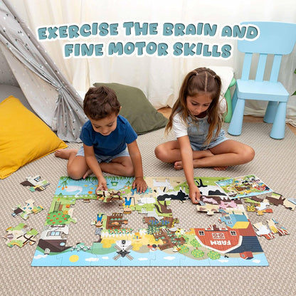 BONNYCO Giant Floor Puzzles for Kids of Jungle Animals with 48 Large Pieces. Safari Jumbo Puzzle 36.2 x 24.4 in, Gifts for Boys and Girls, Educational Kids Toys Ages 2-8