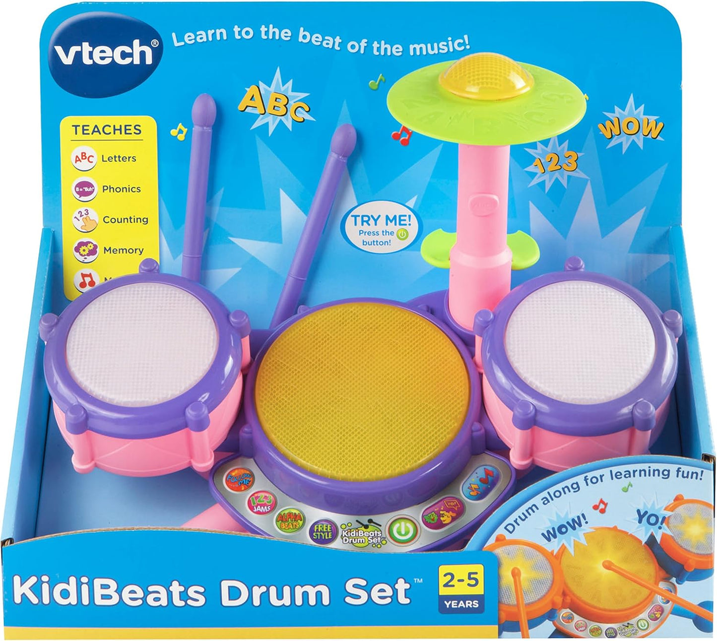 VTech KidiBeats Kids Drum Set, Orange