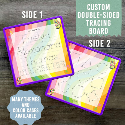 Kid's Name Tracing Board | Dry Erase Letter Tracing | Reusable Name Alphabet Tracing| Number Tracing | Personalized | Baby Unicorn Theme