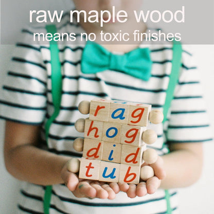 Phonetic Reading Blocks for The Beginning Reader | Tangible Preschool Learning Material | Phonic Word Building Activity Toy