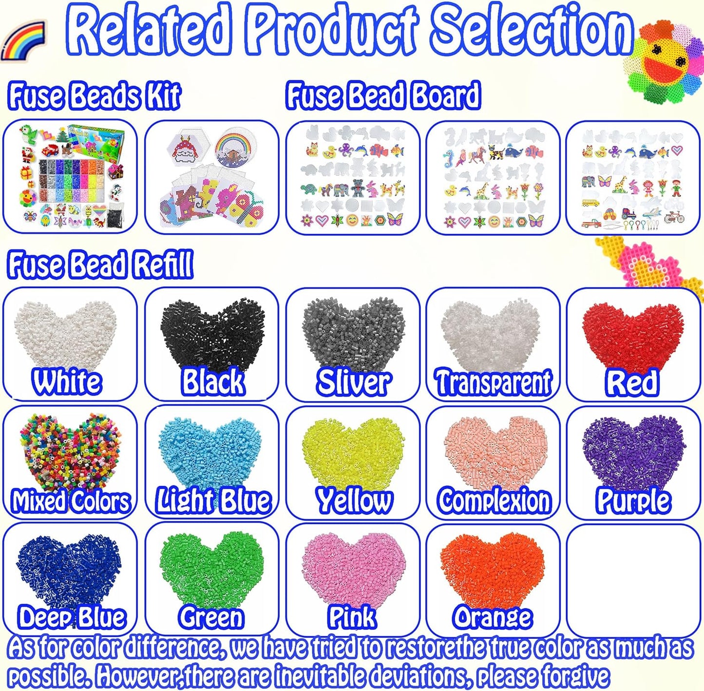 1000Pcs Fuse Beads - 5mm Melting Beads for Crafts, Hama Bead Bulk Refill Kit(Black)