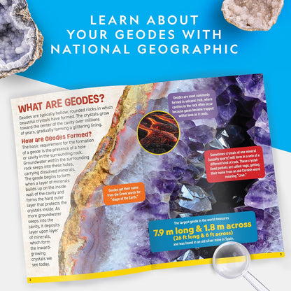 National Geographic Break Open 4 Geodes Science Kit – Includes Goggles and Display Stand - STEM Science Gift for Boys and Girls, Break Your Own Geodes with Crystals (Amazon Exclusive)