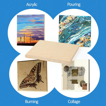 Falling in Art Unfinished Birch Wood Canvas Panels Kit, 4 Pack of 8x10’’ Studio 3/4’’ Deep Cradle Boards for Pouring Art, Crafts, Painting, and More