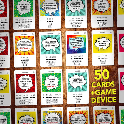 100 PICS Brain Teasers Travel Game - Solve 100 Puzzles | Flash Cards with Slide Reveal Case | Card Game, Gift, Stocking Stuffer | Hours of Fun for Kids and Adults | Age 6+