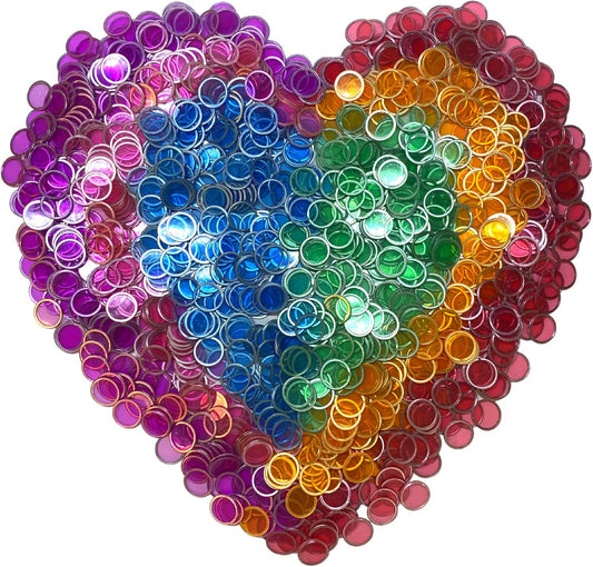 MR CHIPS Magnetic Bingo Chips with Metal Ring 3/4 Inch 300 Upgraded Pieces Red Transparent - Available in 7 Colors A Reusable Storage Bag