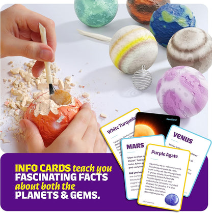 Dan&Darci Galaxy Gem Dig Kit for Kids - Gemstones Digging Science Kits for Kid Age 6-7, 6-8, 8-10 - Gifts for 6 7 8 9 10 11 Year Old Boys & Girls - Planet Space Toys for Ages 8-10 STEM for Boy & Girl