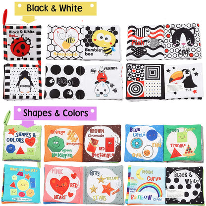 Baby Books Toys Gifts, Touch and Feel Cloth Crinkle Books for Babies,Infant Toddler Baby 0-3-6-12-18 Months,Early Learning Toys 6 to 12 Months 1-2 Years Old, Easter Shower Gift for Boys Girls,4 PCS