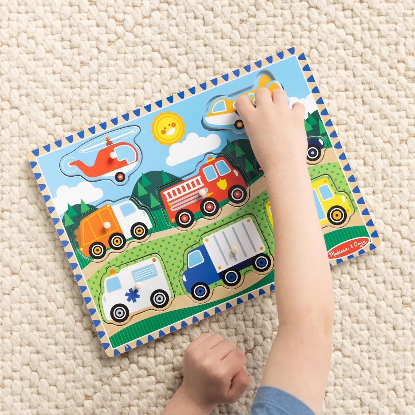 Melissa & Doug Vehicles Wooden Peg Puzzle (8 pcs)