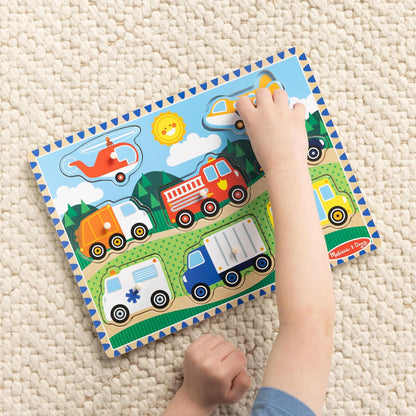 Melissa & Doug Vehicles Wooden Peg Puzzle (8 pcs)