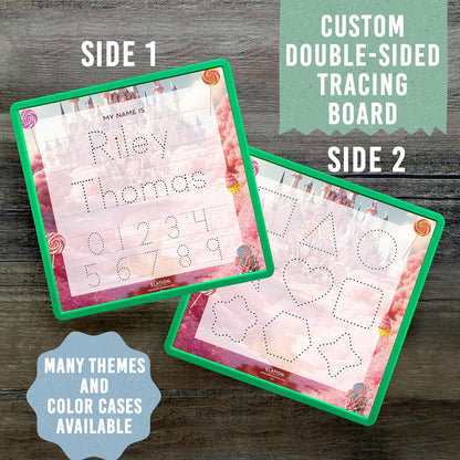 Kid's Name Tracing Board | Dry Erase Letter Tracing | Reusable Name Board | Alphabet Letters | Personalized | Candy Theme