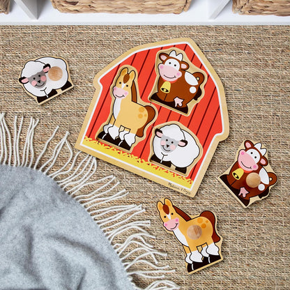 Melissa & Doug Pet Animals Jumbo Knob Puzzle, Wooden Peg Puzzle for Toddlers, Educational Toy for Shape Recognition and Fine Motor Skills, Ages 1+