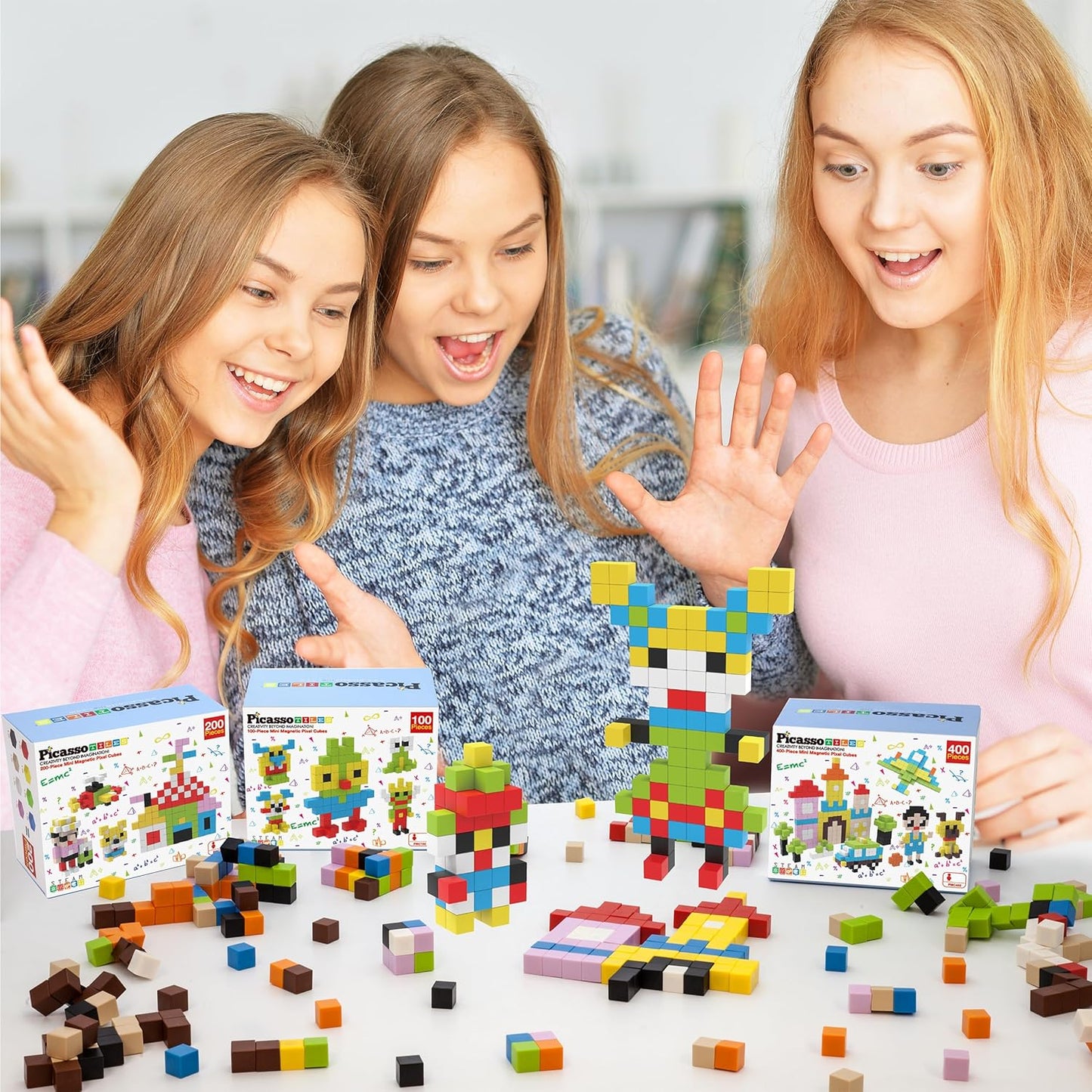 PicassoTiles 60pc Magnetic Puzzle Cube Building Set 1 Inch 3D Blocks STEM Construction Toy for Toddlers Kids Boys Girls Age 3+ Montessori Learning Travel Sensory Gift with Educational Idea Book PMC60