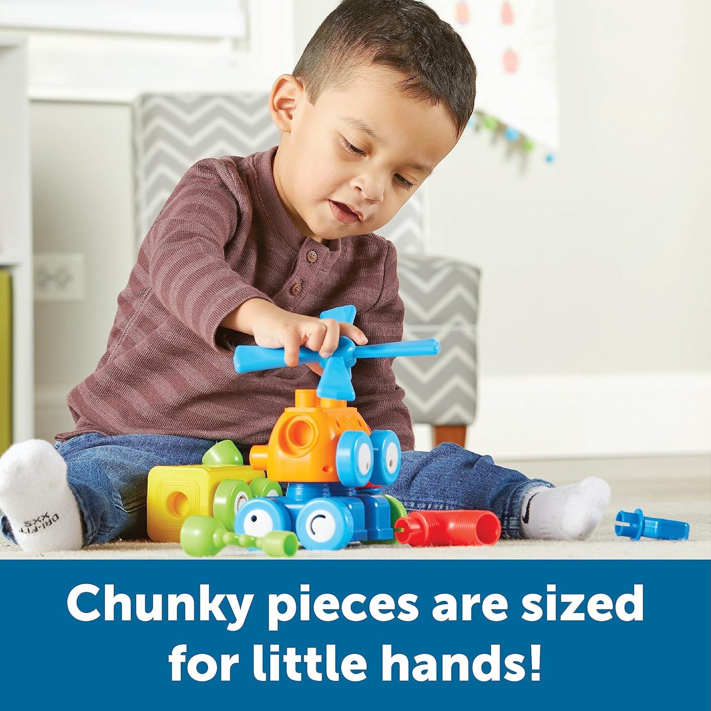 Learning Resources 1-2-3 Build It Robot Factory - Building Robots for Kids, Robot STEM Toys, Kids Engineering Toys, Toddler STEM Activity, Robots Building Kit