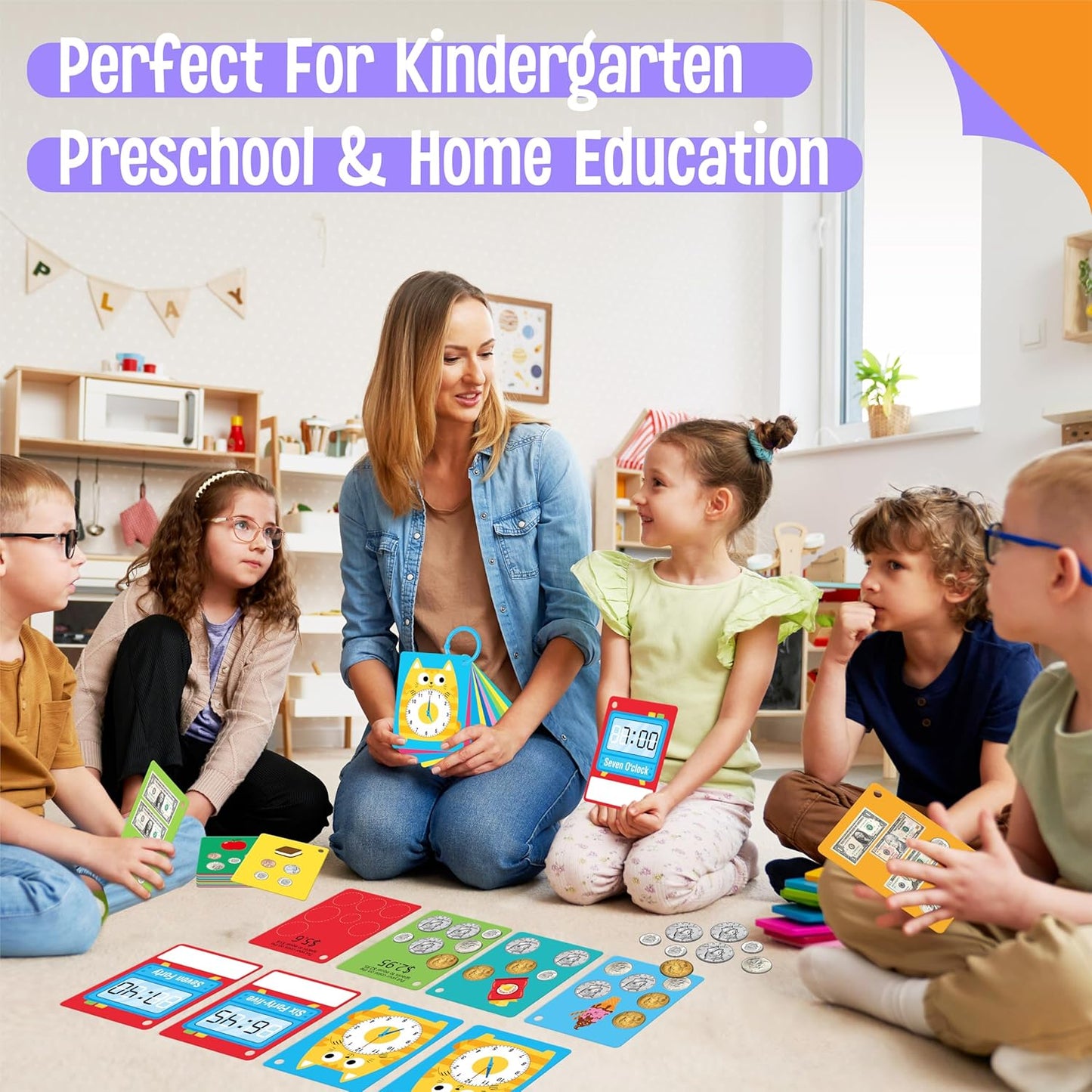 50 PCS Kid First Cognitive Flashcards,Double Sided Printed 7 in 1 Colorful Cards Alphabet,Numbers, Foods,Animals,Shapes,Colors with 3 Reclosable Rings,Learning Tool for Pre-K Kindergarten Toddlers