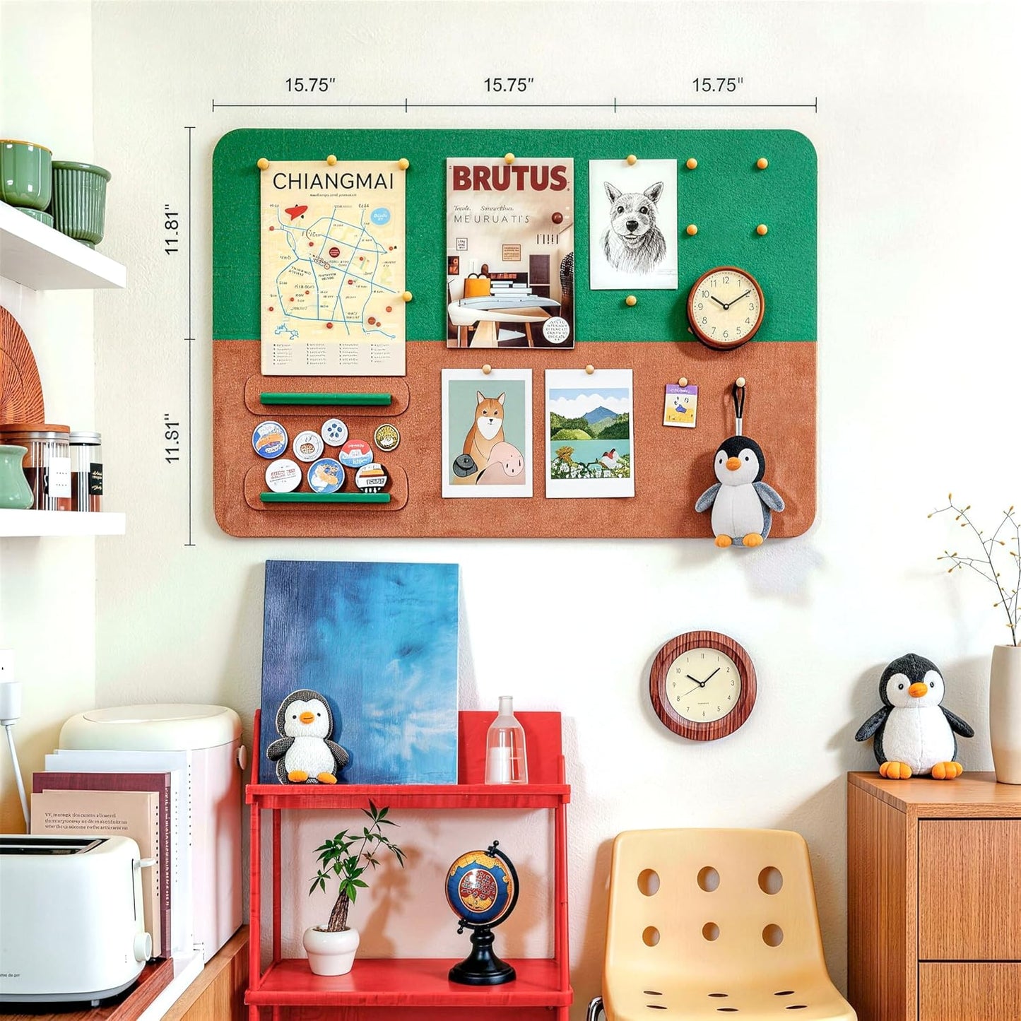 6 Pack Felt Bulletin Board Set, 11.8"x15.7" Wall-Mounted Pin Board, Cork Board Alternative with 2 Mini Insert Panels, Vision Board for Photo Display, Kids Wall Decor for Nursery, Classroom