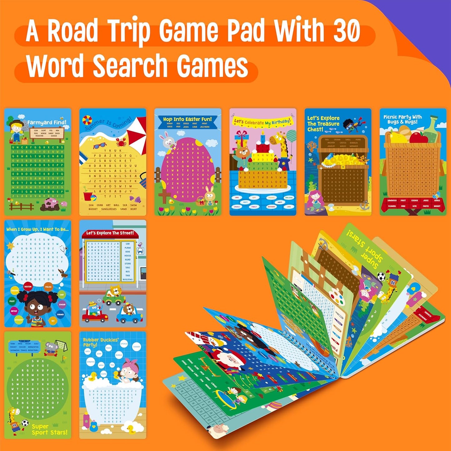 Logic Puzzles Game Pad, 30 Reusable & Erasable Logical Thinking Games-Sudoku, Scavenger Hunt, Math Games, Dry Erase Brain-Boosting Puzzles Activities Pad for Kids, Road Trip, Airplane & Car Travel