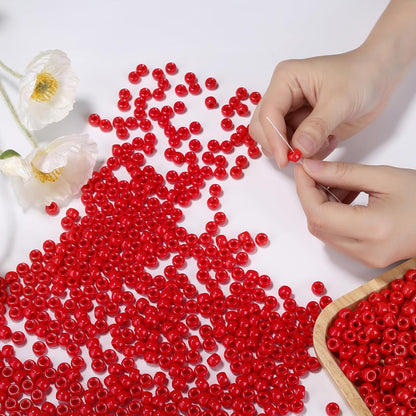 Red Pony Beads 1000Pcs 9mm Pony Beads Bulk Red Perler Beads for Friendship Bracelets Kandi Beads Hair Beads for Braids Beads for Crafts