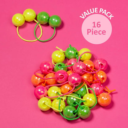 20pc Ponytailers Balls Elastics 18mm Round Opaque Multicolored Twin Beads Bauble Holders Toddler Kids Braiding Styling