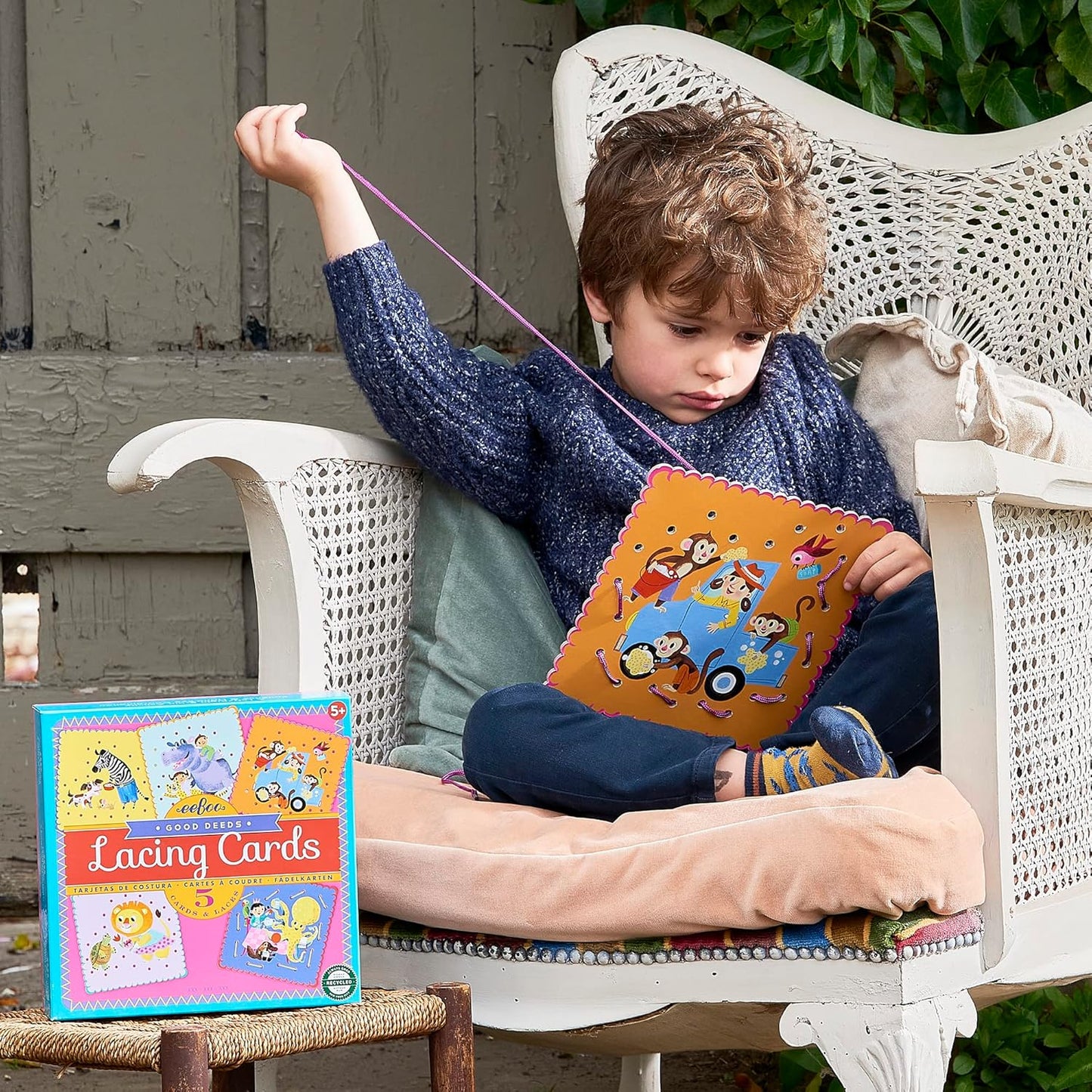 eeBoo Good Deeds Lacing Cards/Set of 5 Cards/Ages 5+