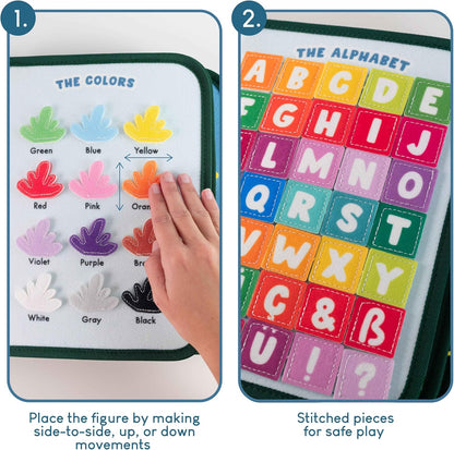 BONNYCO Busy Board for 1 Year Old Animals. Montessori Busy Book for Toddlers 1-3 2-4, Felt Quiet Book Baby. Montessori Toys, Toddler Learning Toys for Travel, Airplane, Car. Educational Activity Board