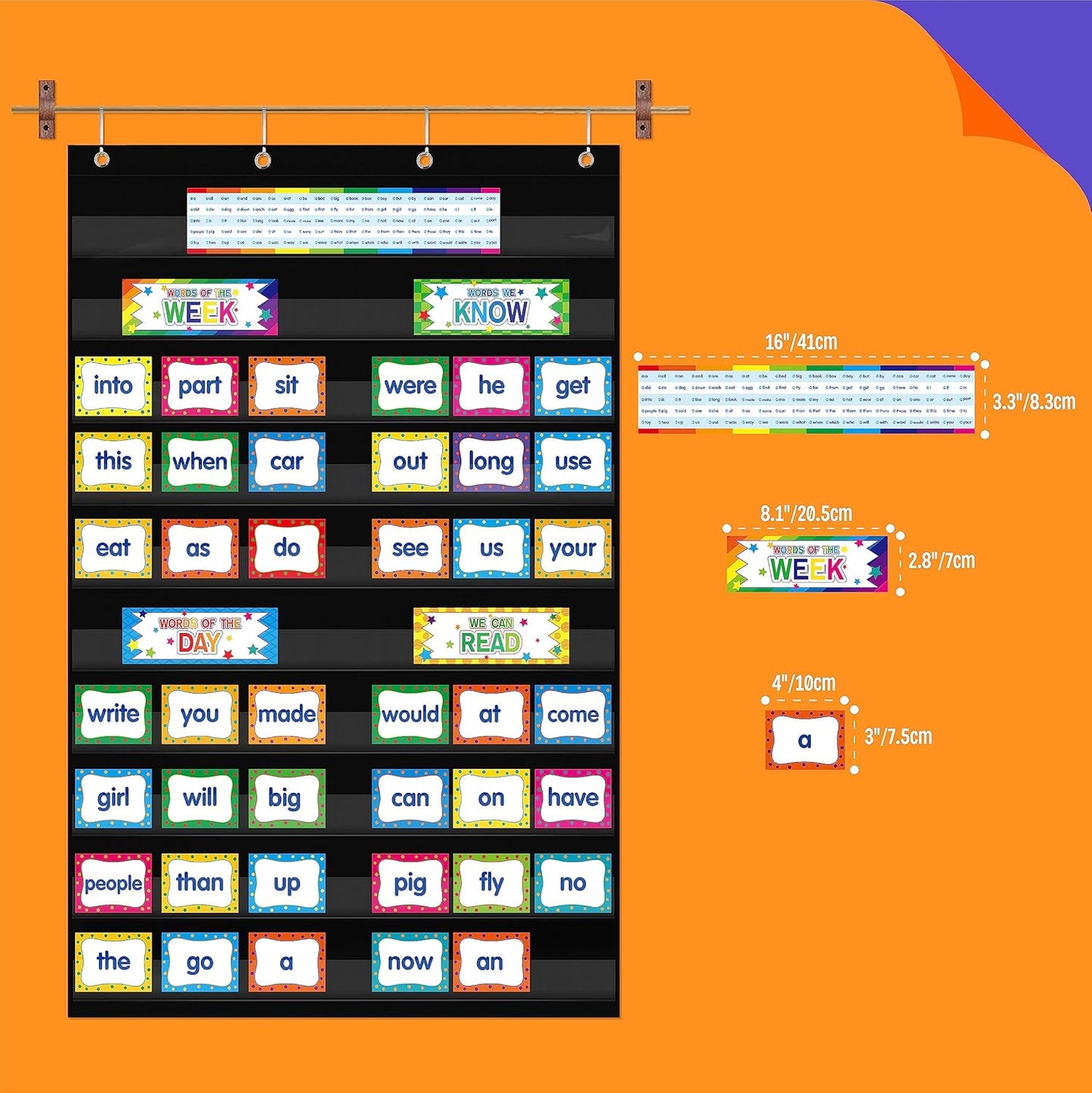 First Sight Word Cards, 100 First Word Cards & 96 Double-Side Erasable Blank One Pocket Chart Cards for Beginning Reading, Sight Reading, Early-Reading, Students Classroom Home School Use