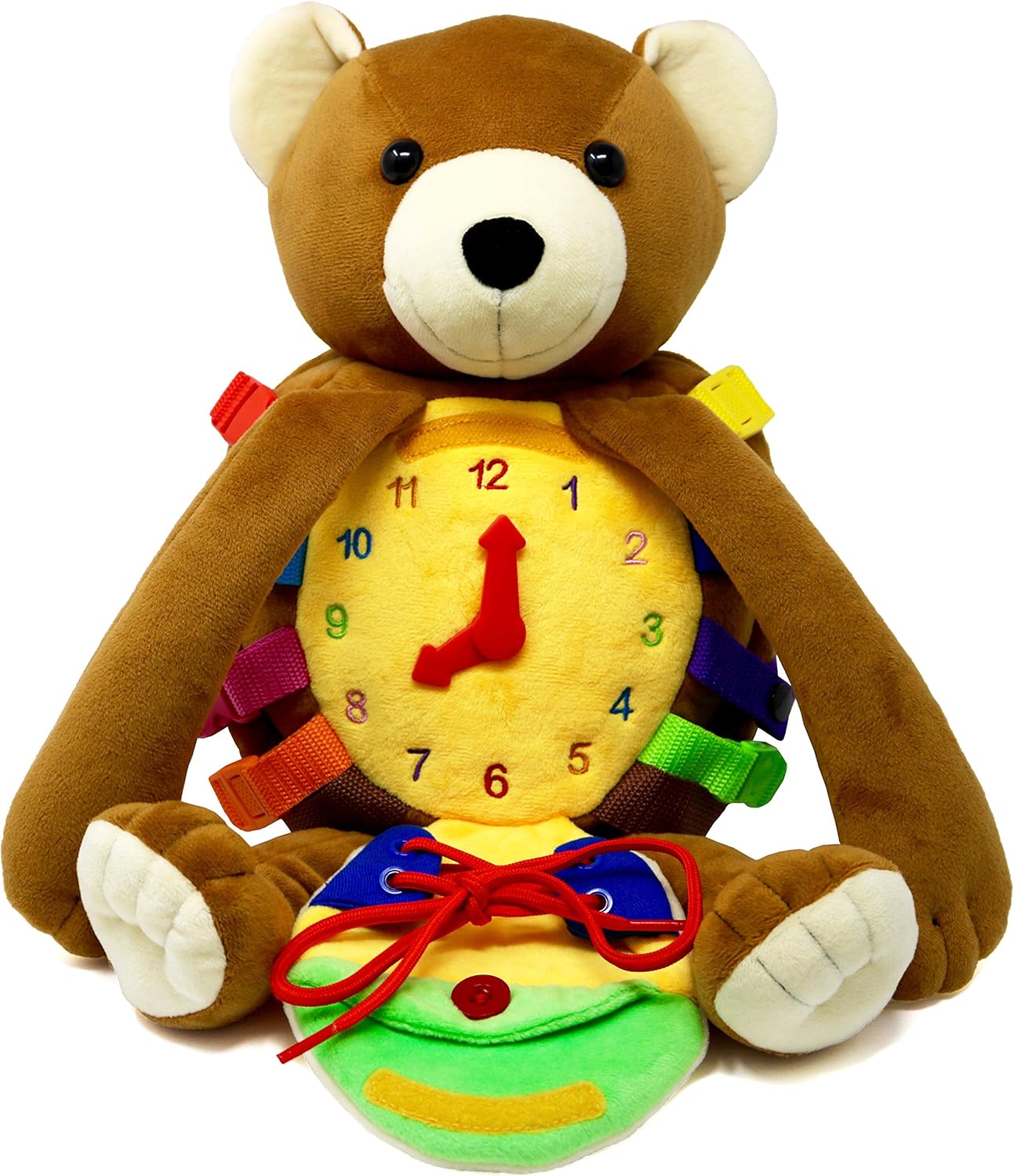 Buckle Toys Bear Backpack - Toddler Backpack & Stuffed Animal Learning Activity – Develops Fine Motor & Basic Life Skills – Soft Plush Kids Travel Toy - Billy Bear