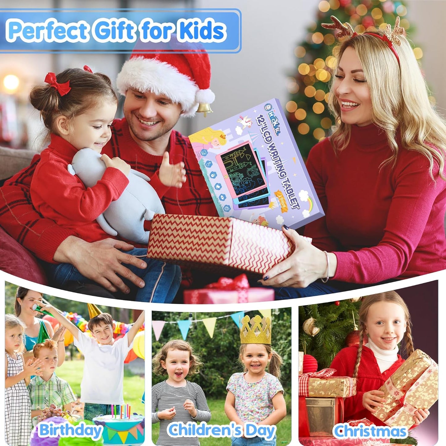 Hockvill LCD Writing Tablet for Kids, 16Inch Toys for Girls Boys Drawing Pad for 3 4 5 6 7 Year Old Kid, Toddler Doodle Board Christmas Birthday Gift for Kids，Erase Lock Writing Board