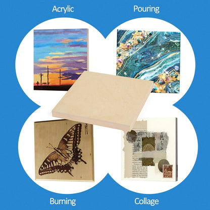 Falling in Art Unfinished Birch Wood Canvas Panels Kit, 4 Pack of 8x10’’ Studio 3/4’’ Deep Cradle Boards for Pouring Art, Crafts, Painting, and More