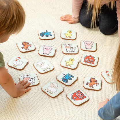 Felt Matching Game for Ages 2–4 – Soft and Safe for Ages 1+ – Montessori Memory Game – Sensory Flash Cards – Best Educational Gift for Ages 1–3 - Woodland Animal Theme