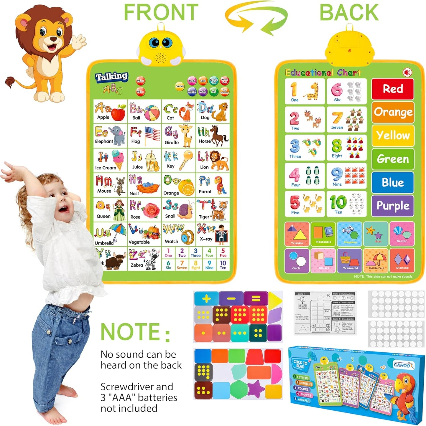 Electronic Alphabet Wall Chart, Talking ABC, 123s, Music Poster, Kids Learning Toys for Toddlers 1-3, Interactive Educational Toddler Toy, Birthday Gifts for Age 1 2 3 4 5 Year Old Boys Girls - Blue
