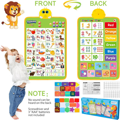 Electronic Alphabet Wall Chart, Talking ABC, 123s, Music Poster, Kids Learning Toys for Toddlers 1-3, Interactive Educational Toddler Toy, Birthday Gifts for Age 1 2 3 4 5 Year Old Boys Girls - Blue