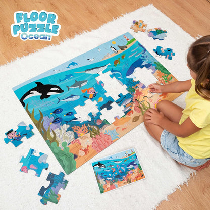BONNYCO Giant Floor Puzzles for Kids of Jungle Animals with 48 Large Pieces. Safari Jumbo Puzzle 36.2 x 24.4 in, Gifts for Boys and Girls, Educational Kids Toys Ages 2-8
