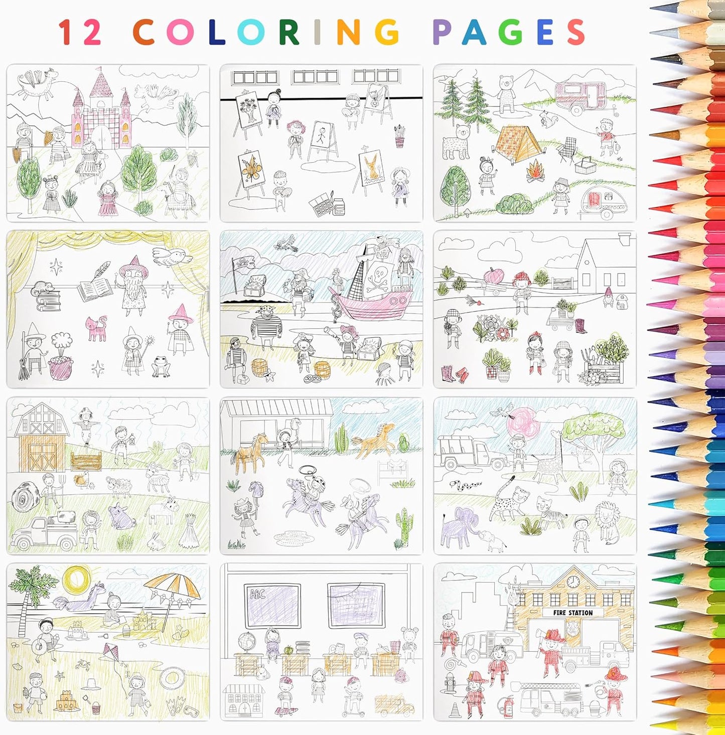 Fun Sticker Book for Toddlers 2-4 Years - Perfect Kids Activity Book with 500+ Beautiful Stickers & 12 Themes for Entertaining Boys & Girls 4-8 While Traveling - Incl. Coloring Pages