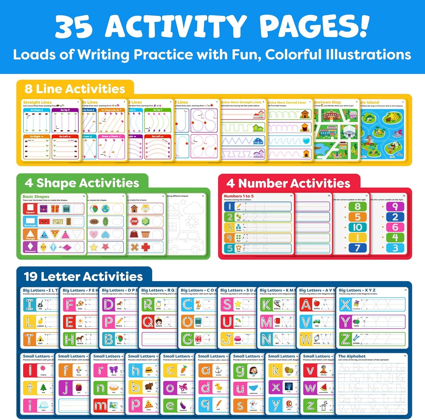 Preschool Learning Activities - Letter Tracing Books for Kids Ages 3-5 - Toddler Handwriting Practice - Learning Books for 4 Year Olds, Educational Learning Toys for 3 Year Old - 4 Year Old Boy Toys