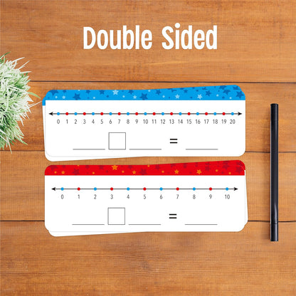 8 Packs Magnetic Number Line Boards, Dry Erase Writable and Erasable Math Board Addition & Subtraction White Board Magnets for Kids, Students, Classroom and Home (Each Measures 12” x 3.5”)