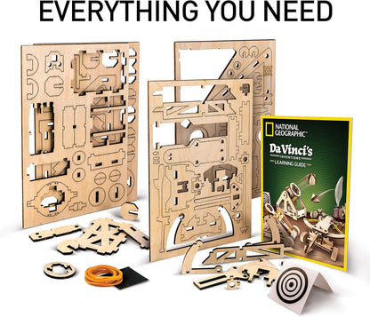 National Geographic Da Vinci Model Kit - Catapult Kit for Kids, 3D Puzzle Building Toy for Boys and Girls, Wood Building Kit for Kids, A Great STEM Project, Engineering Model Kit