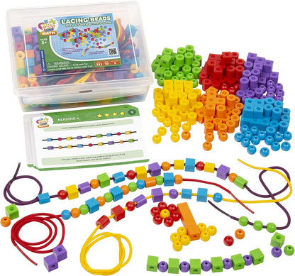 Kids First Math: Lacing Beads Math Kit w/Activity Cards | Develop Skills in Counting, Sorting, Sequencing, Pattern Recognition | Visual Hands-on Math for at-Home or Classroom Learning, Ages 3+