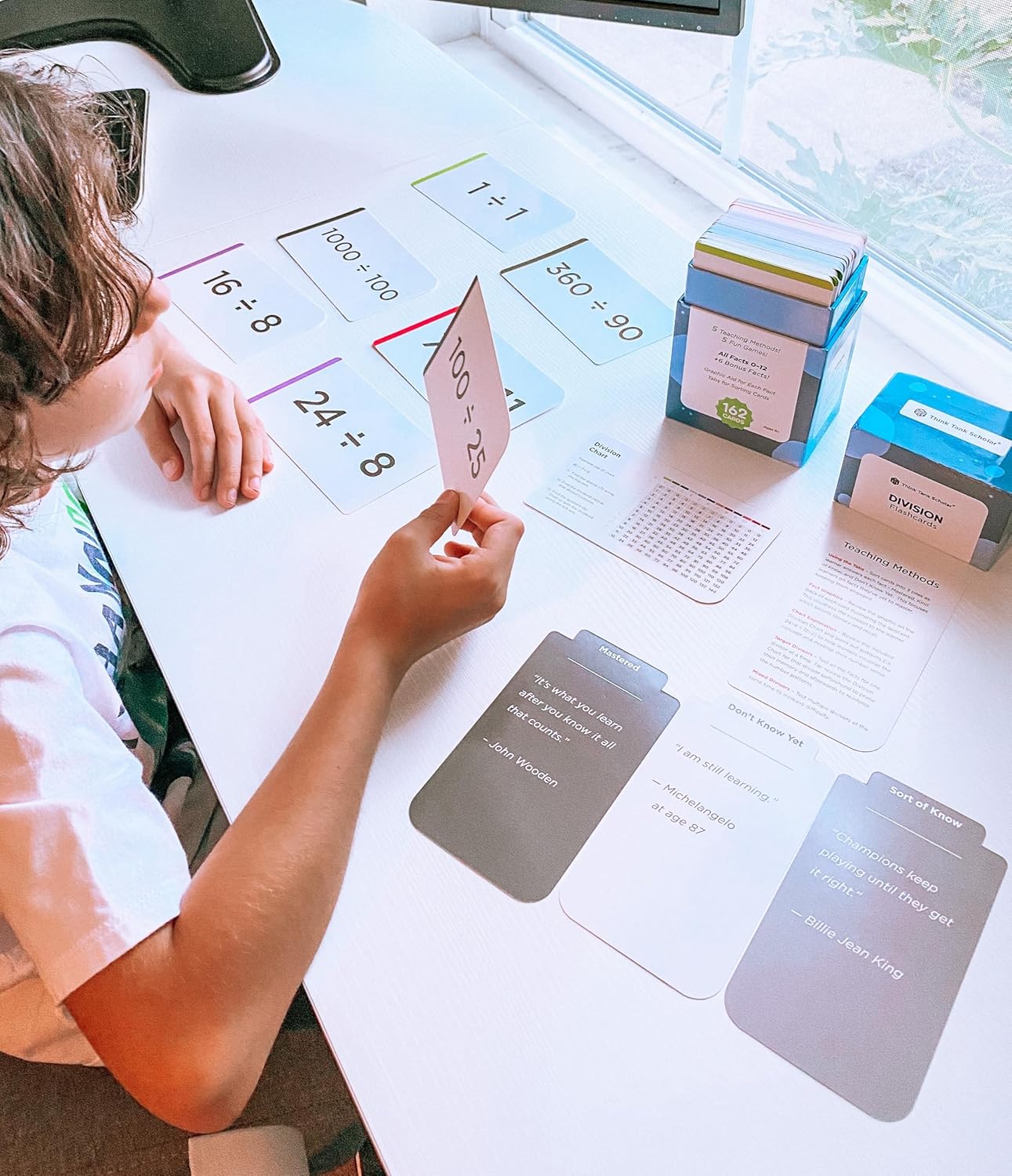 Think Tank Scholar 162 Division Flash Cards Set (Award Winning) All Facts 0-12 for Kids in 2ND, 3RD, 4TH, 5TH, 6TH Grade Class or Homeschool - Learn Math Manipulatives, Games & Charts