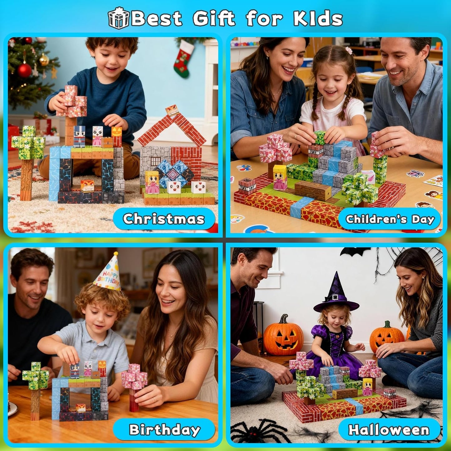 Magnetic Building Blocks for Kids Magnet Build Cubes Toys Magnets STEM Montessori 150 PCS 0.8in Sensory Construction Game for Toddler Ages 3 4 5 6 7 8 9 10 Boys Girls Christmas Birthday Gifts
