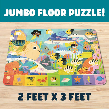 Chuckle & Roar Dinosaur Glow Floor Puzzle 50 Piece Kids Puzzle - Giant 2 x 3 Foot Glow in The Dark Preschool Puzzle - Large Pieces for Ages 4+ - Educational Dinosaur Puzzle for Screen Free Time