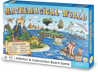 Mathemagical World - Addition & Subtraction Math Board Game for Kids, 2-4 players, Ages 5+ and Perfect for Homeschool, Kindergarten, Pre-k, and Gifted & Talented Prep