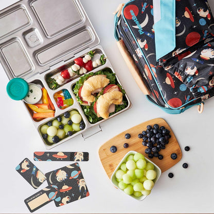 PlanetBox Rover Stainless Steel Bento Box Style Lunch Box Kit for Youth with 5 Compartments – Butterflies Edition includes Insulated Lunch Bag, Leakproof Food Containers & Matching Magnets