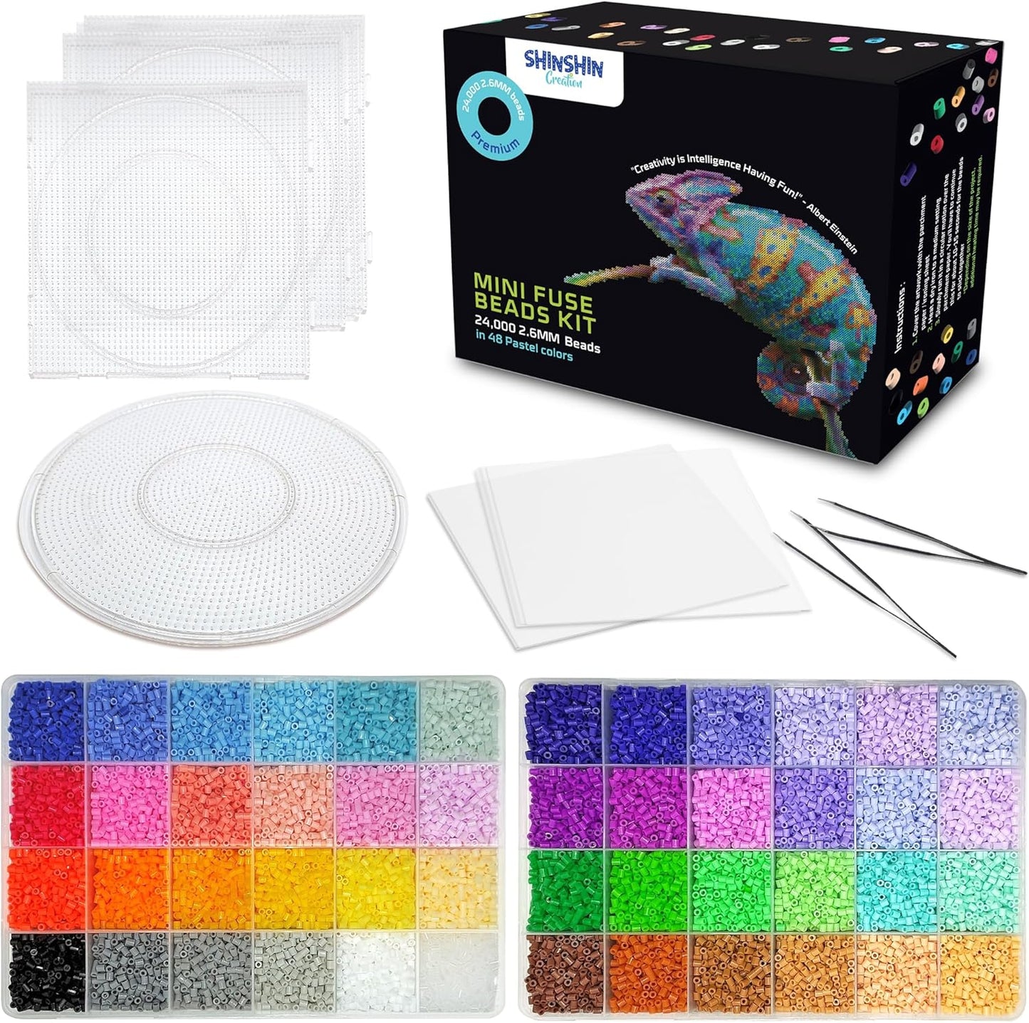 XXL Fuse Beads kit, Melty Melting Beads for Kids Crafts | Iron for Kids kit - Fuse pegboards. Compatible Bulk beados Storage - 22000pcs 5mm