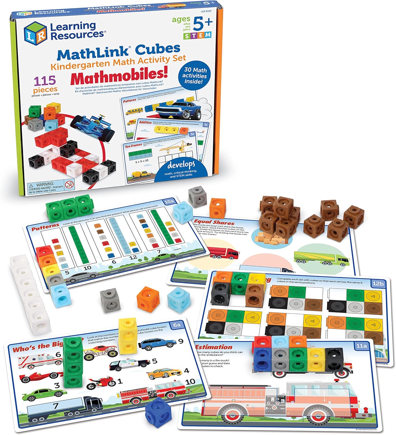 Learning Resources MathLink Cubes Kindergarten Math Activity Set Sea Adventures! - 115 Pieces, Age 5+, STEM Teaching Toys, Kindergartner Games