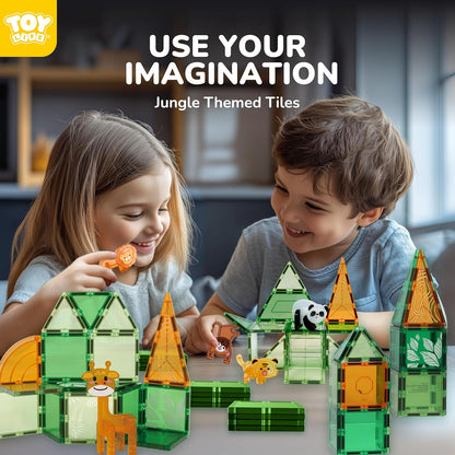 TOY Life 38 Pcs Magnetic Tiles Animals for Toddlers 3-5 Magnet Blocks for Kids Ages 4-8 STEM Magnet Tile Toys Building Tiles Set Christmas Birthday Gift for Boys and Girls