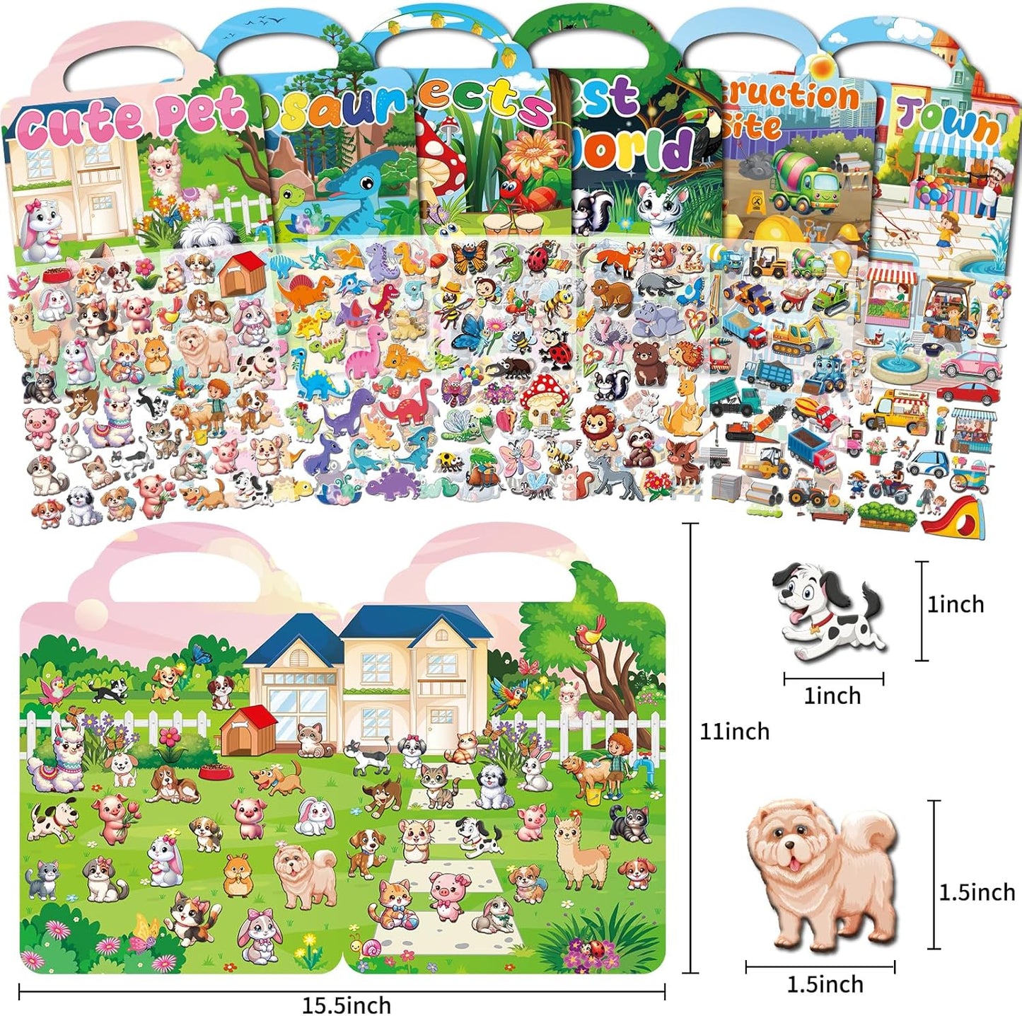 Kalysky 12 Set Reusable Sticker Books for Toddlers 2-4 1-3, Kids 3D Puffy Sticker Activity Books, Birthday Party Favors Goodie Bags Stuffer