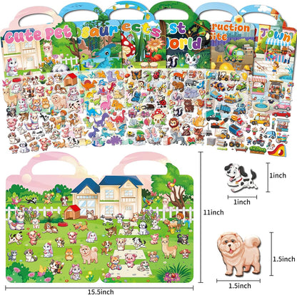 Kalysky 12 Set Reusable Sticker Books for Toddlers 2-4 1-3, Kids 3D Puffy Sticker Activity Books, Birthday Party Favors Goodie Bags Stuffer