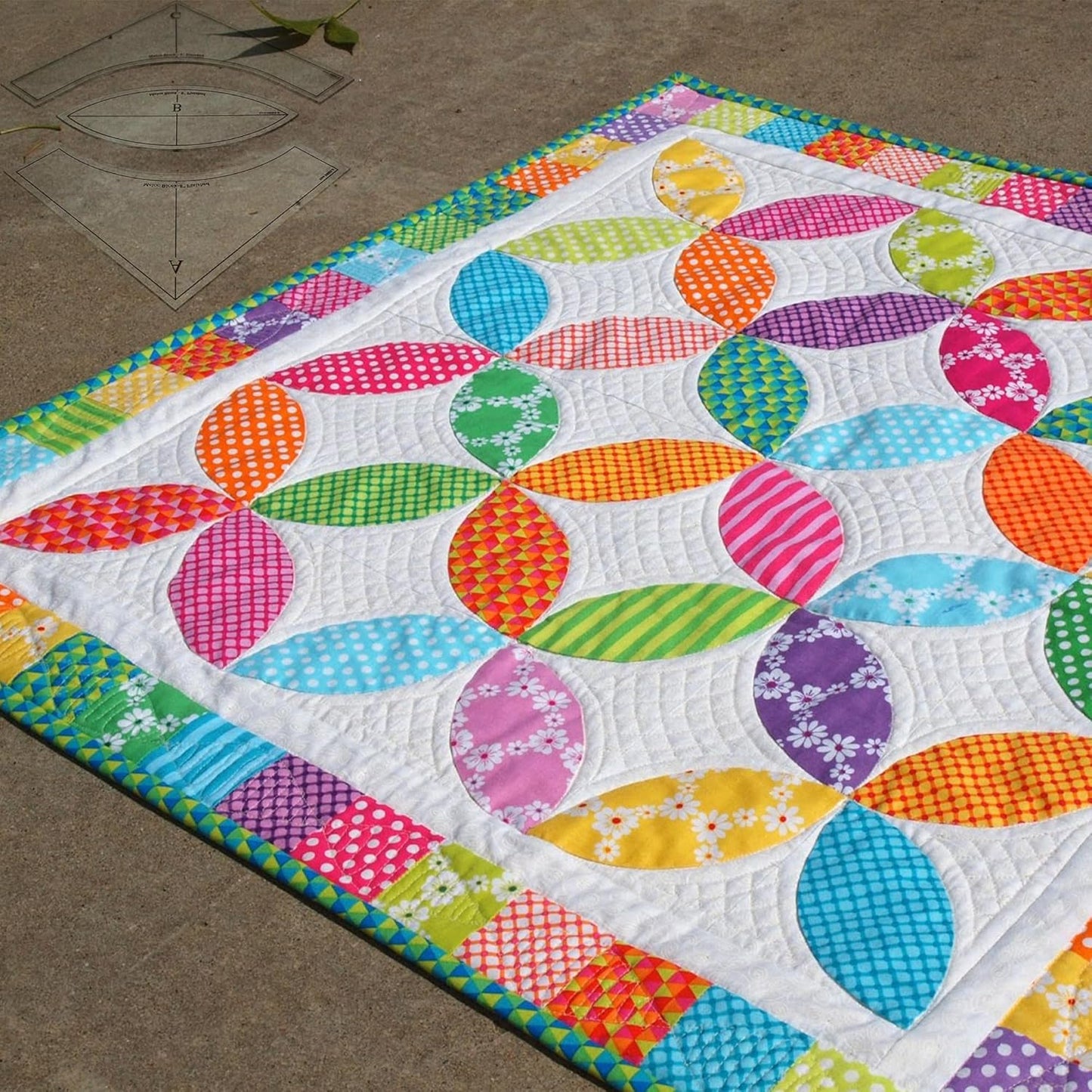 Melon Block Quilting Templates Set: Free Motion Quilting, Clear Acrylic for Creative Curved Patterns, 1/4” Seam Allowance (3pc)