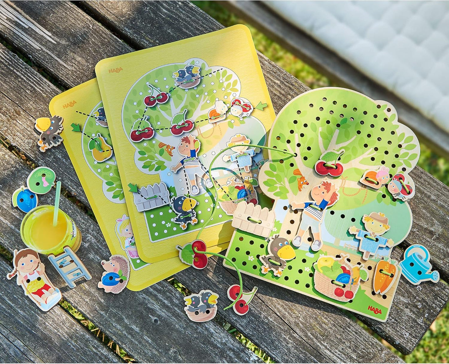 HABA Dress Me Lacing Cards Game - Montessori Fine Motor Skills Toy for Preschool Learning Activities and Kindergarten Toys with 36 Wooden Pieces