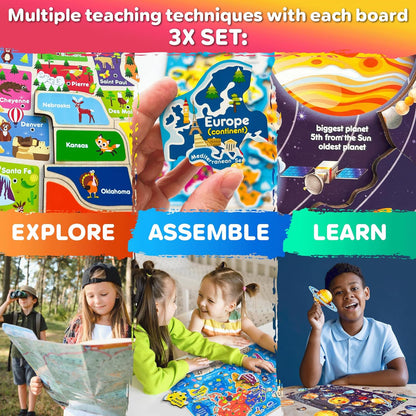 QUOKKA Puzzles for Kids Ages 4-6 - Realistic USA Map Wooden Puzzles for Toddlers 3-5 - Montessori Wood Educational Toys for 2-4 Years Old - United States Geography Learning Games for Kids 6-8